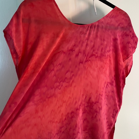 100% Silk Vintage Box Top Tie Dye Pink Med-Large - Picture 2 of 7